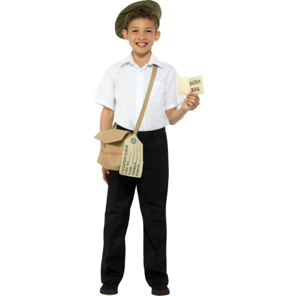 Evacuee Instant Kit Brown with Hat Bag & Ration Book,Boys Fancy Dress