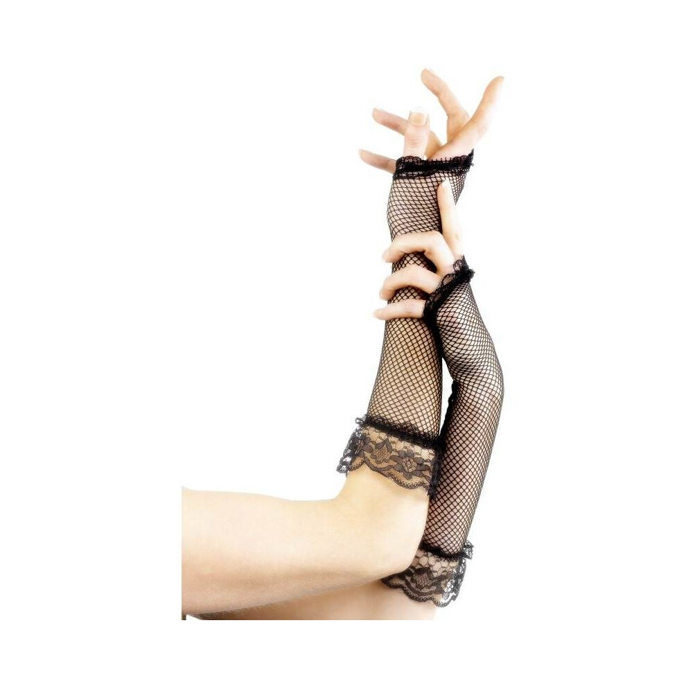 Fingerless Fishnet Gloves Black, One Size