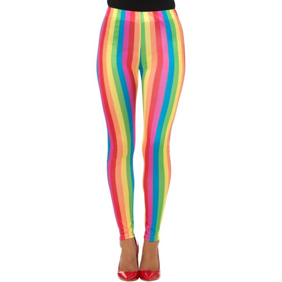 Smiffy's Rainbow Clown Leggings, Circus Fancy Dress, Uk Size 12-14 Multicoloured