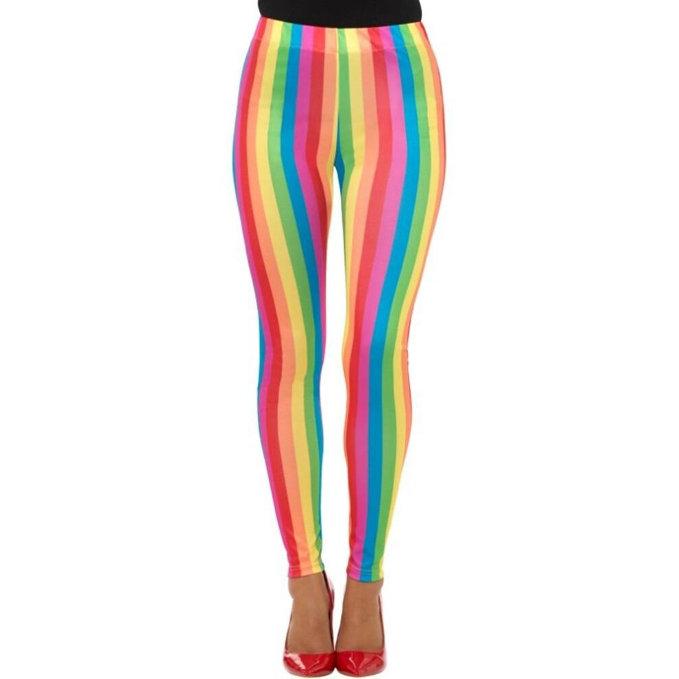 Rainbow Clown Leggings, Circus Fancy Dress, UK Size 12-14