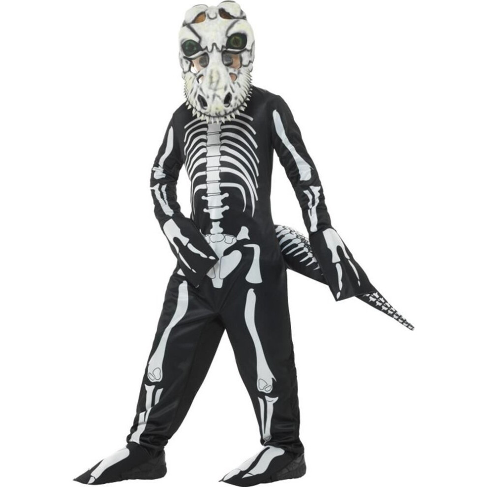 Deluxe T-Rex Skeleton Costume, Black, with Bodysuit, Tail & Mask with Lenticular 3D Print Eyes