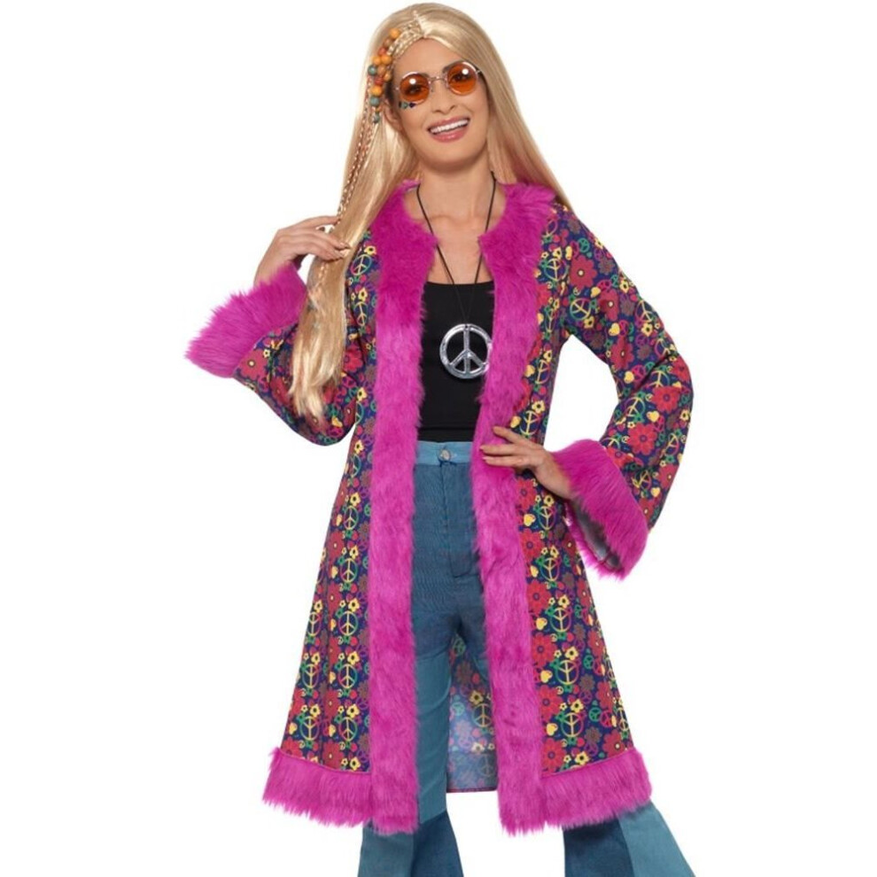 60s Psychedelic Hippie Coat, 1960's Groovy Fancy Dress, UK Size 16-22