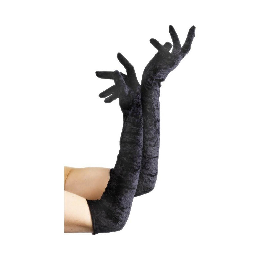 Velveteen Gloves Black, One Size