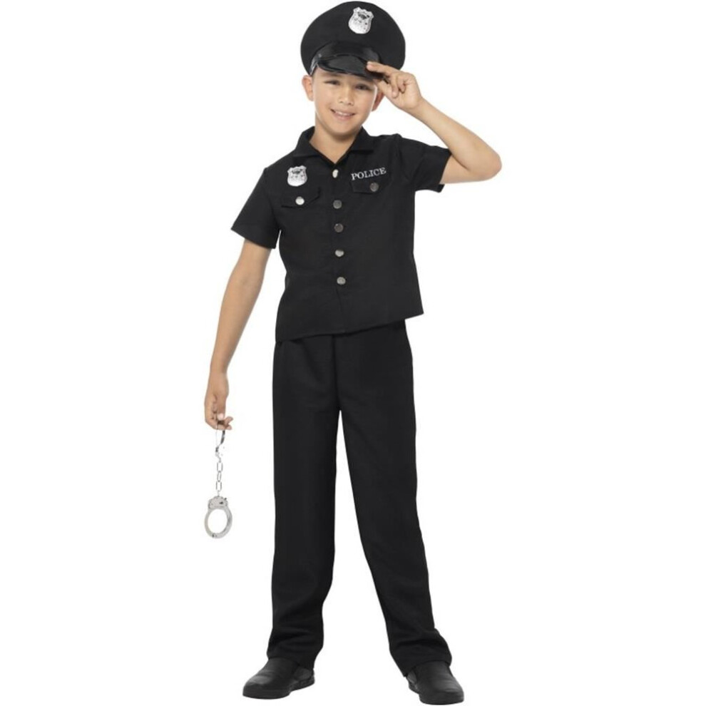 New York Cop Costume, Black, with Top, Trousers & Hat