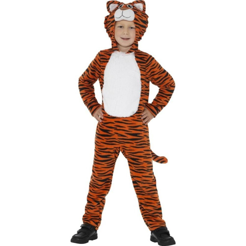 Smiffy's Tiger Costume, & Black, With Hooded Jumpsuit & Tail Orange
