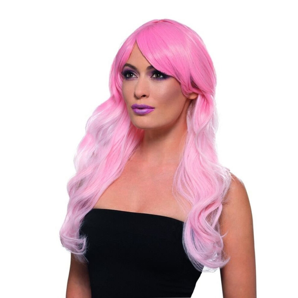 Smiffy's Fashion Ombre Wig Wavy Long Pink Heat Resistant/Styleable,