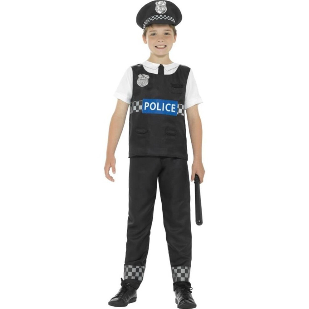 Cop Costume, Black & White, with Top, Trousers & Hat