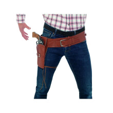 Adult Faux Leather Single Holster with Belt, Cowboys and Indians Fancy Dress