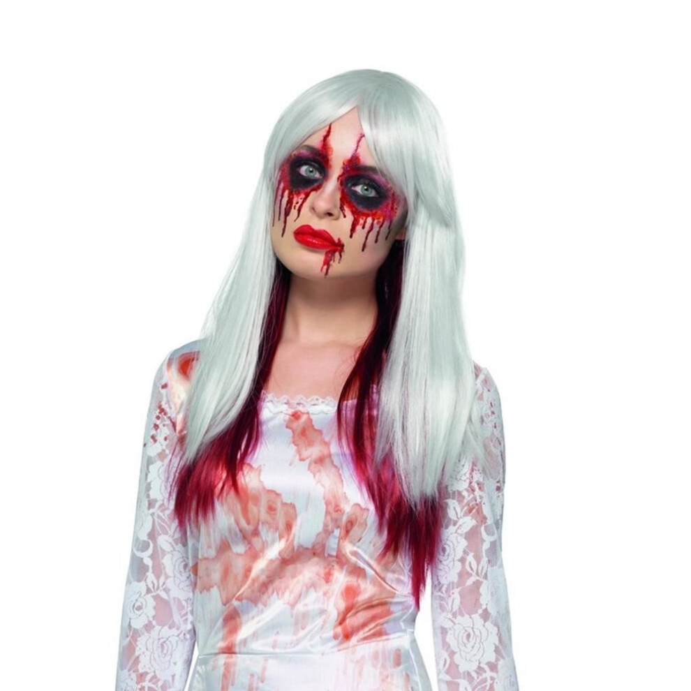 Deluxe Blood Drip Ombre Wig White & Red Heat Resistant/Styleable,