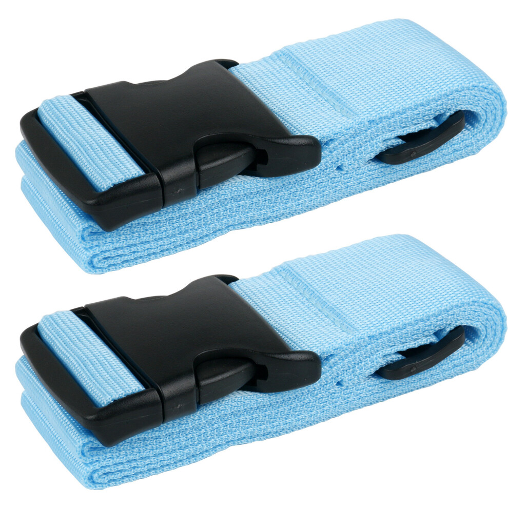 TRIXES Pack of 2 Blue High Density Luggage Straps Adjustable Suitcase Belts