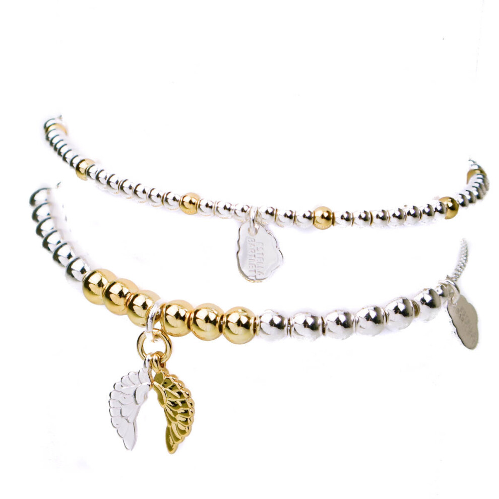 Estella Bartlett Angel Wings Bracelet Set of 2 Silver and Gold Bracelets