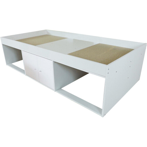 Kidsaw Low Single 3ft Cabin Bed - White with 3 Storage Compartments, 2 Open Areas & Front Doors, K0001 2