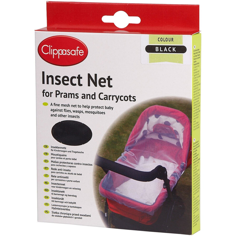 Clippasafe Pram & Carrycot Insect Net - Black