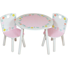 Kidsaw Country Cottage Table & Chairs CCTC - Round Pastel MDF Table & 2 Chairs, Safe Edges, Easy Self-Assembly