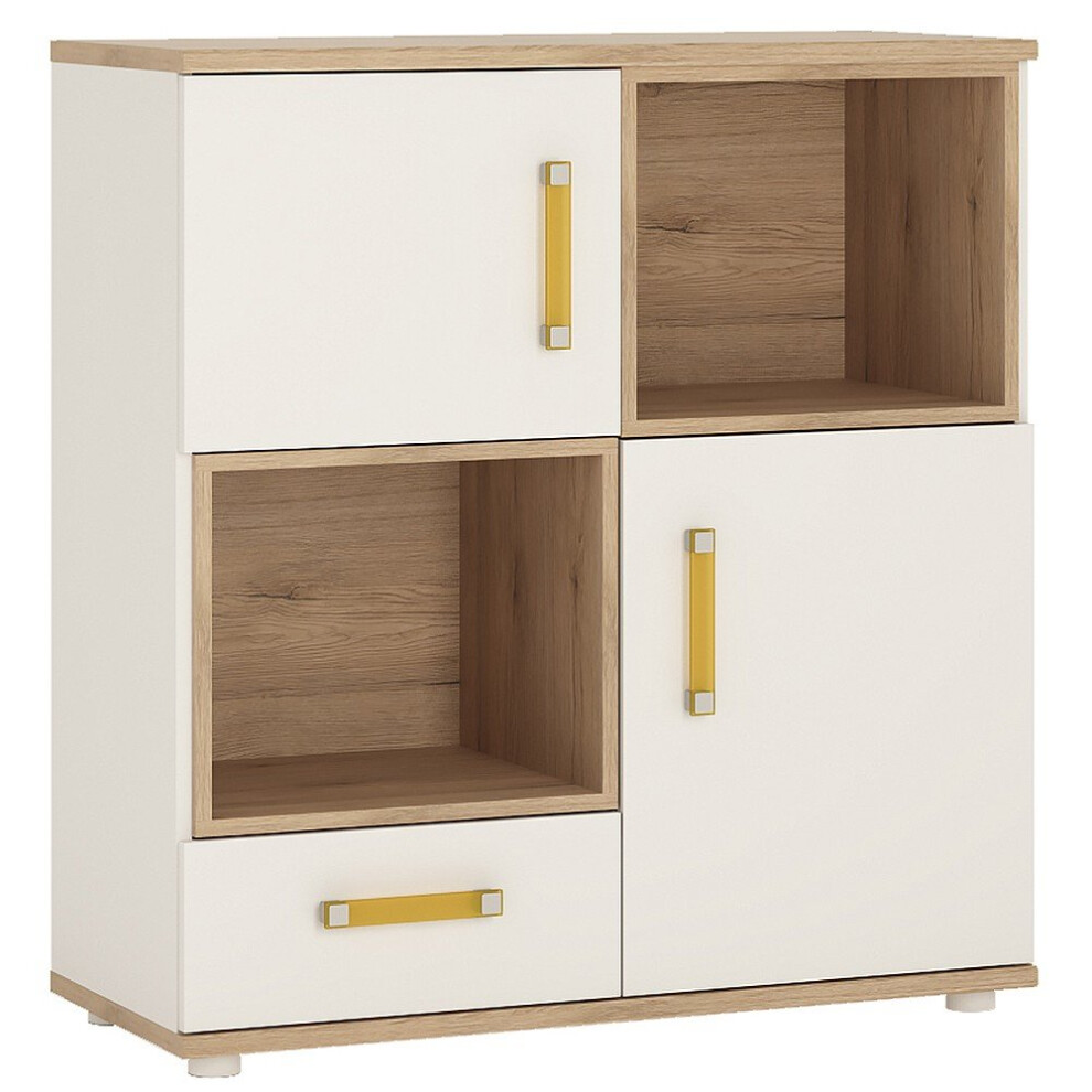 4 KIDS 2 Door 1 Drawer Cupboard with 2 Open Shelves & Orange Handles-image-OPC-PTGCX6-NEW