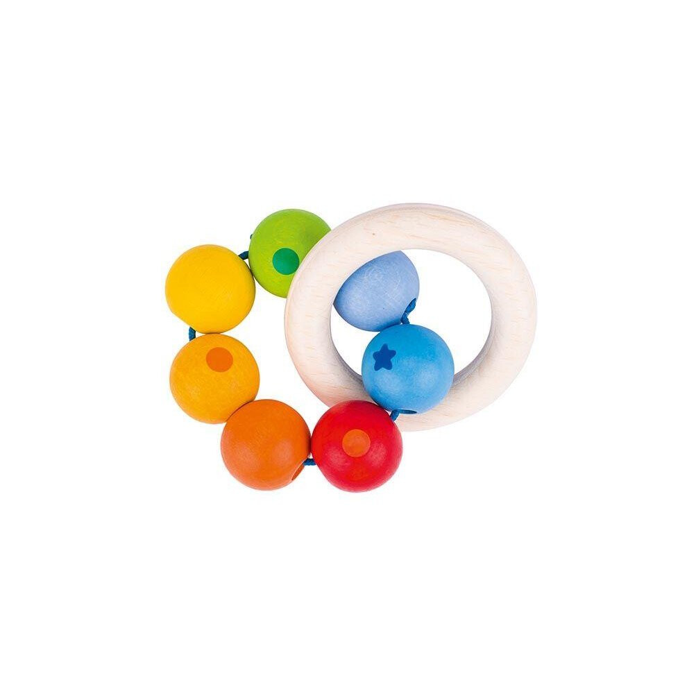 Wooden Touch Ring Rattle - Rainbow