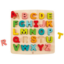 Puzzle lettres majuscule en bois HAPE 3-6 ans - Rouge - Alphabet éducatif pour enfant