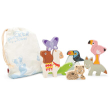 Houten speelgoed - LE TOY VAN - Andes Stacker Toren & Tas - Multikleur - Baby - 8 bergdieren