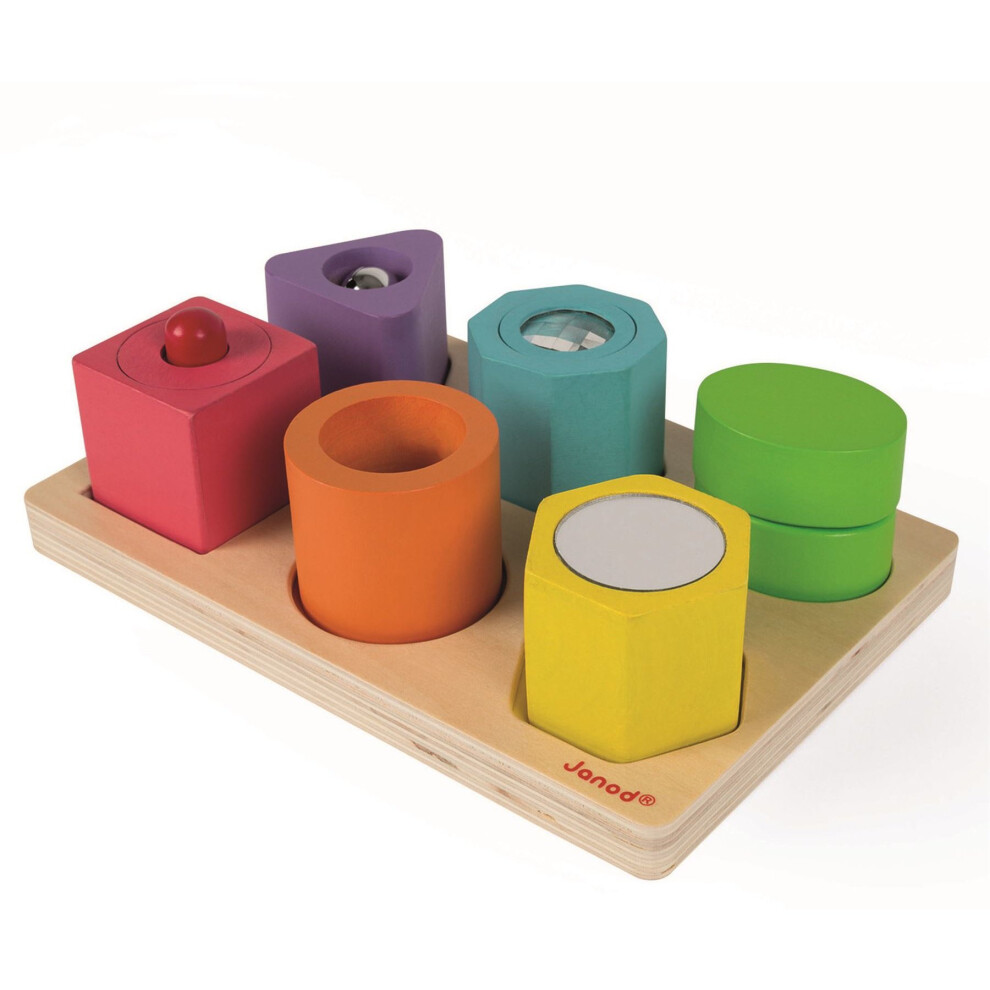 Janod I Wood Shapes And Sounds 6-Block Puzzle