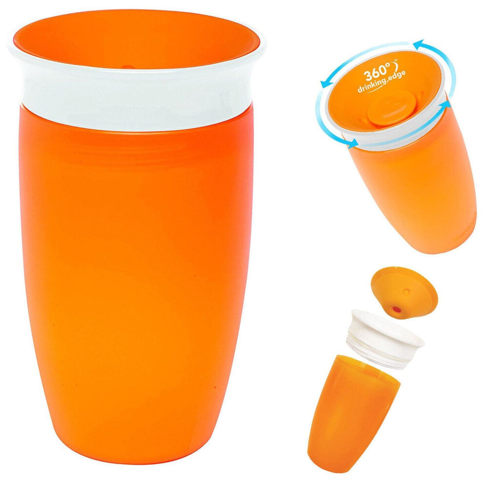 (Orange) Munchkin Miracle 360 Sippy Cup Baby's Feeding Beaker 296ml