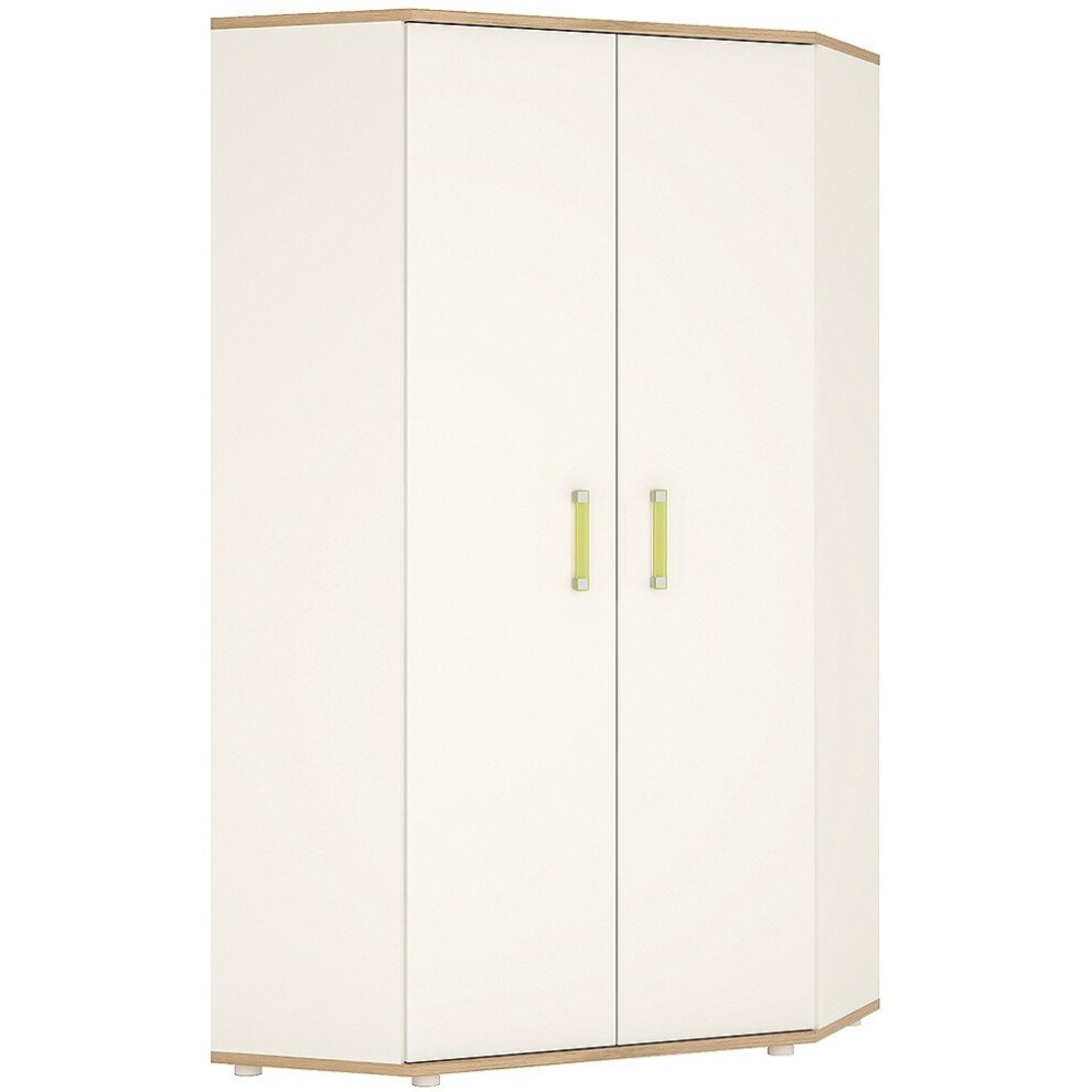 4 KIDS 2 Door Corner Wardrobe with Lemon Handles