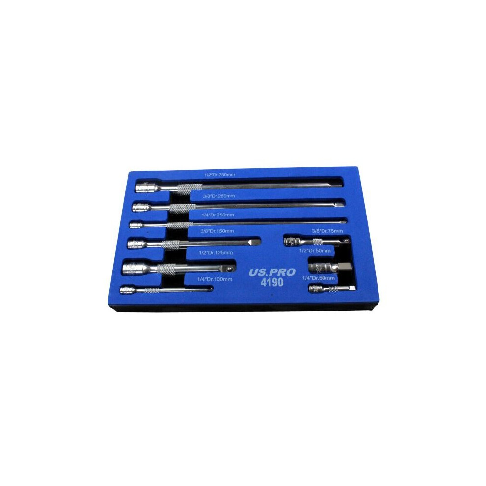 US PRO Tools 9pc 1/4" 3/8" 1/2" Dr Extension Bar Set, Sockets bars