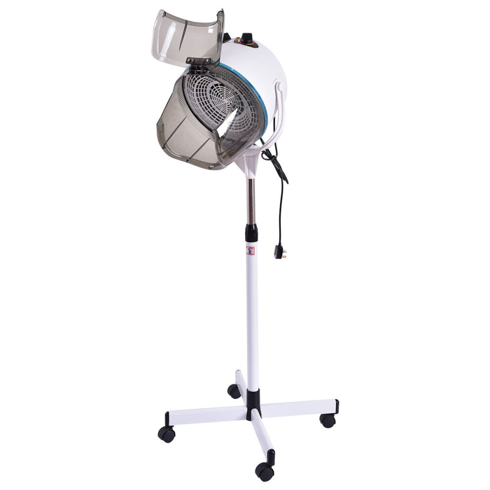 Professional Salon Hooded Hair Dryer Floor Stand, 1300W, Adjustable Height 125–160 cm, Low-Noise, 4-Swivel-Wheel Base