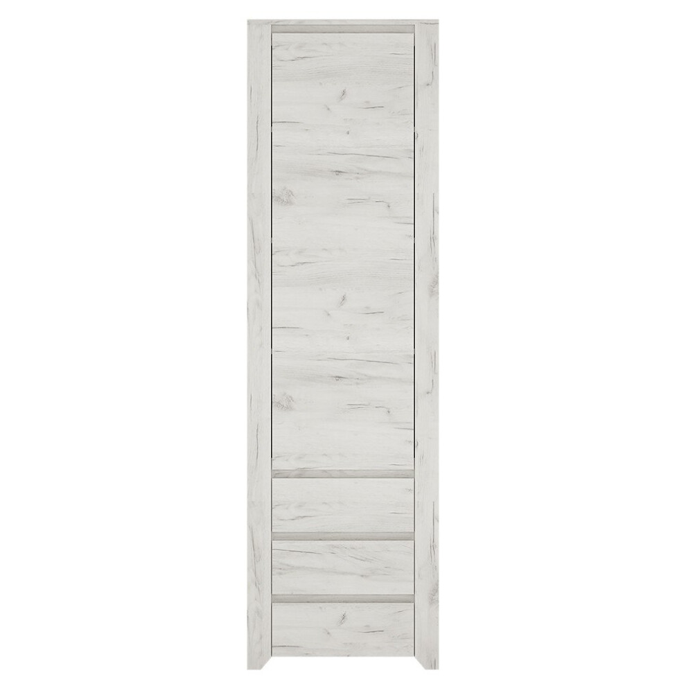 Furniture To Go Angel Tall Narrow One Door 3 Drawer Narrow Cupboard - White - Image 4