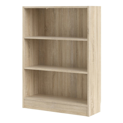 Basic Low Wide Bookcase (2 Shelves) in Oak 2