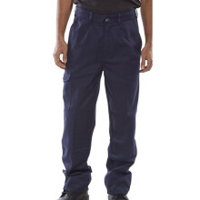 (32W) Click PCT9N26 Polycotton Work Trousers Navy Blue 26" Regular