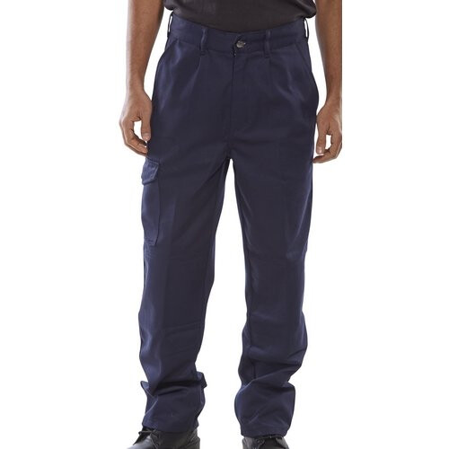 (32W) Click PCT9N26 Polycotton Work Trousers Navy Blue 26" Regular