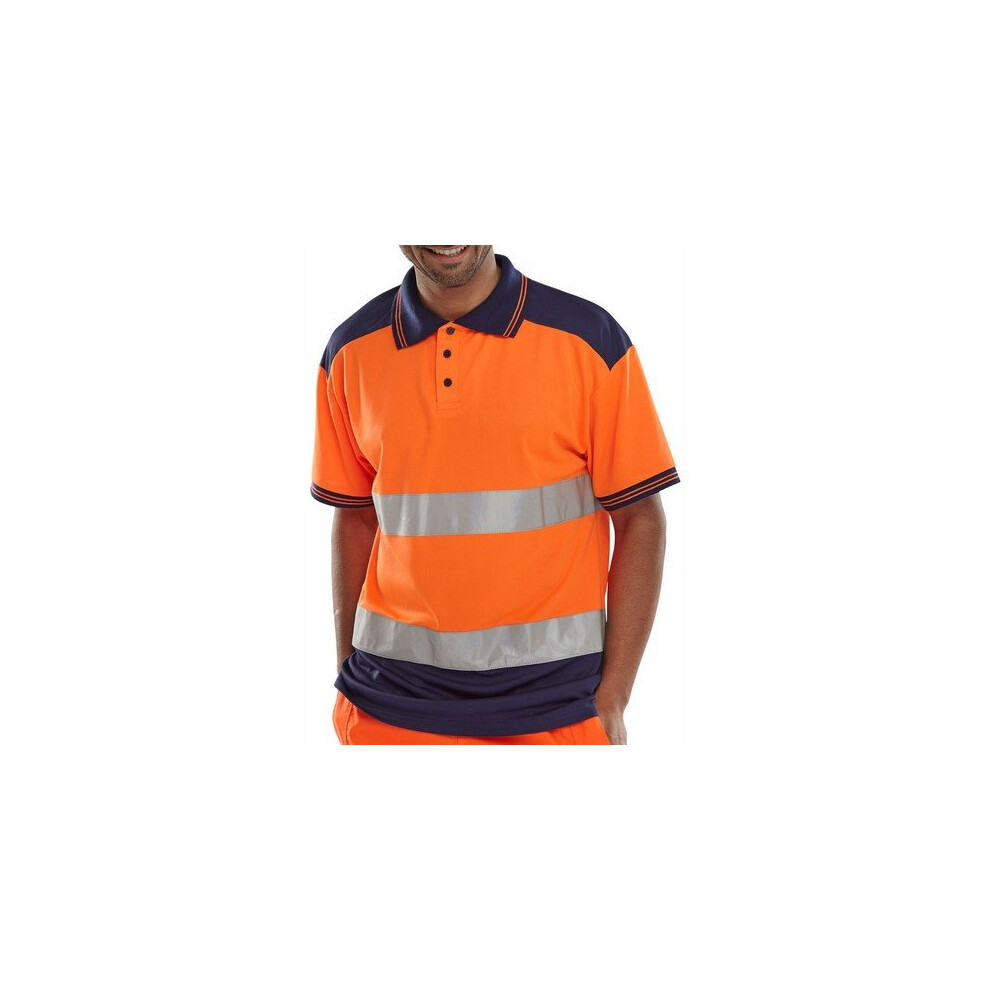 (Xl) Click Cpksttenorxxl Hi Vis Orange / Navy Blue Polo Shirt 2 Tone Xxl 5030566135491