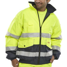 (5XL) Click EBJSYNXXL Hi Vis Yellow / Navy Europa Bomber Jacket XXL