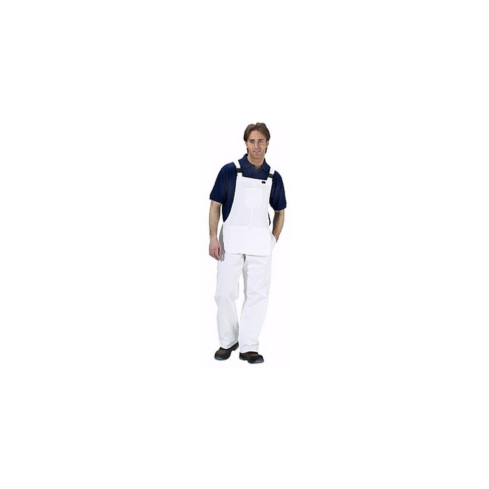 (36W) Click Cotton Drill Painters Bib and Brace White or Navy 32" - 48