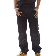 (36W) Click Premium Multi Purpose Rugged Heavy Duty Work Trousers Black Standard Leg