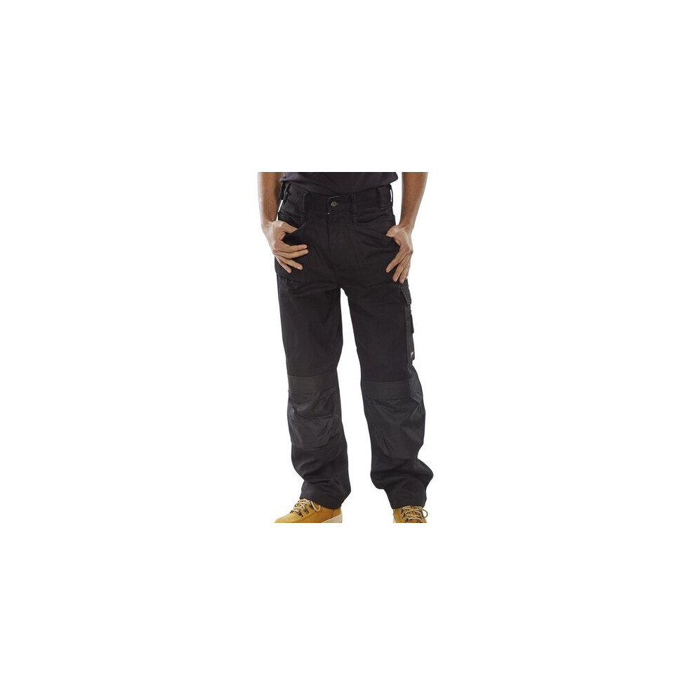 (36W) Click Premium Multi Purpose Rugged Heavy Duty Work Trousers Black Standard Leg