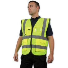 (XL) Click WCENGEXECXXL Hi Vis Yellow Executive Waist Coat Vest With Reflective Stripes EN471 Class 2 XXL