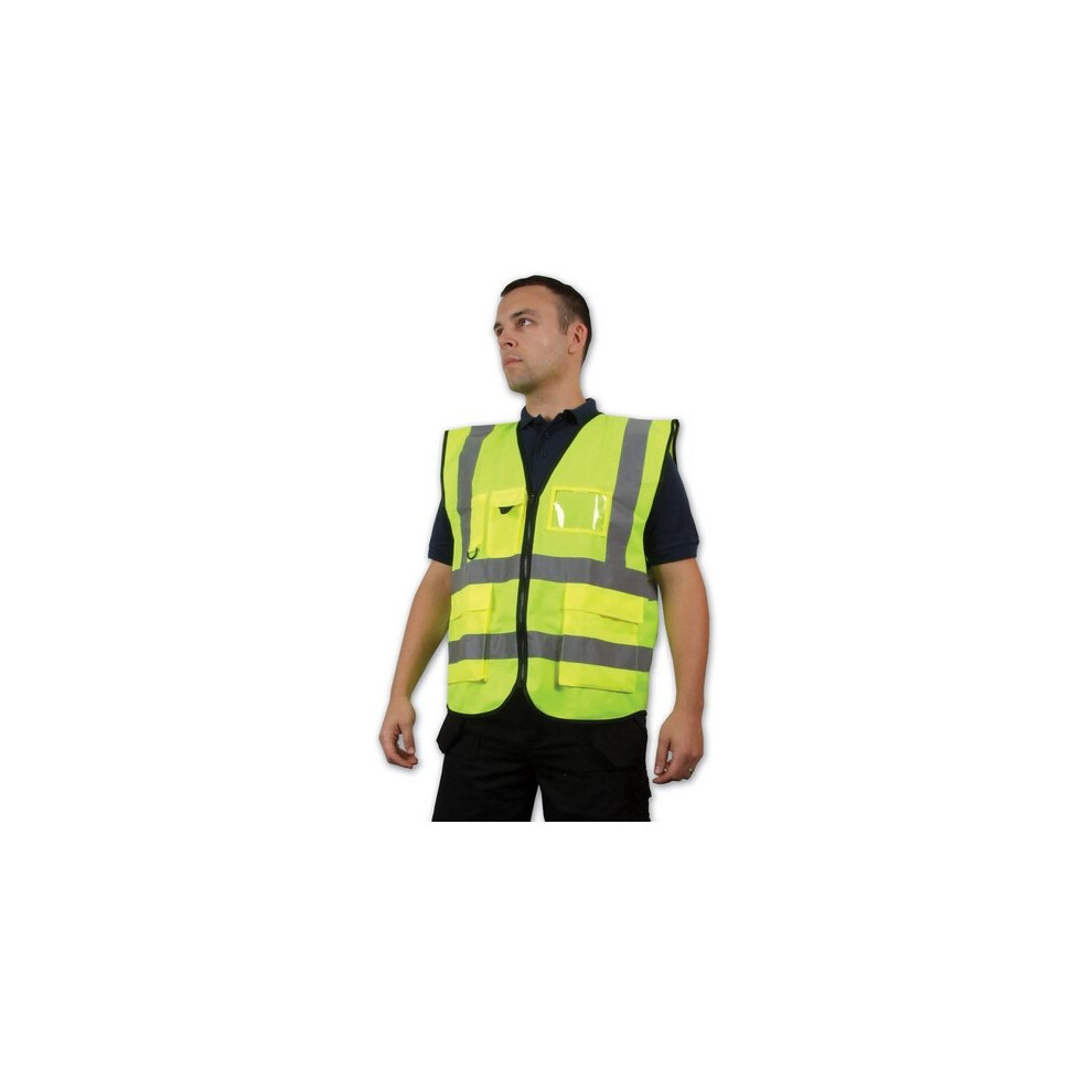 (Xl) Click Wcengexecxxl Hi Vis Yellow Executive Waist Coat Vest With Reflective Stripes En471 Class 2 Xxl 5030566159671