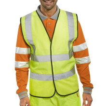 (M) Click WCENGL Hi Vis Yellow Waist Coat Vest With Reflective Stripes EN471 Class 2 Large