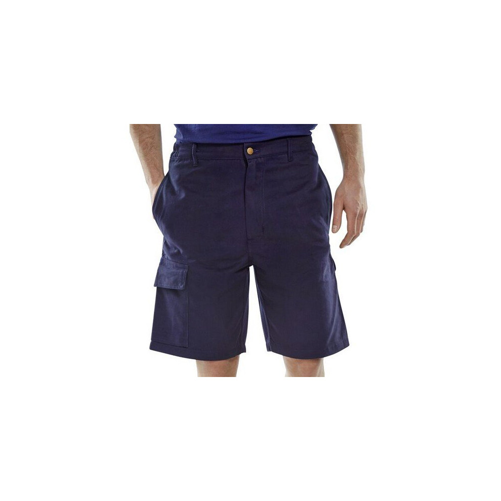 (36W) Click CLCPSN30 Cargo Pocket Work Shorts Navy Blue 30"