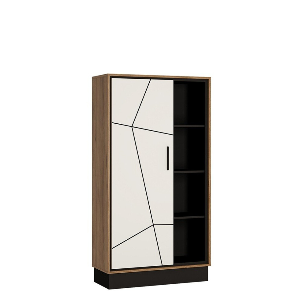 Brolo Wide 1 Door Bookcase Walnut and Dark Panel Finish