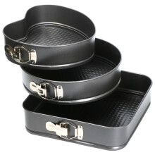 TRIXES Set of 3 Spring Form Cake Tin Shapes Square Round Heart