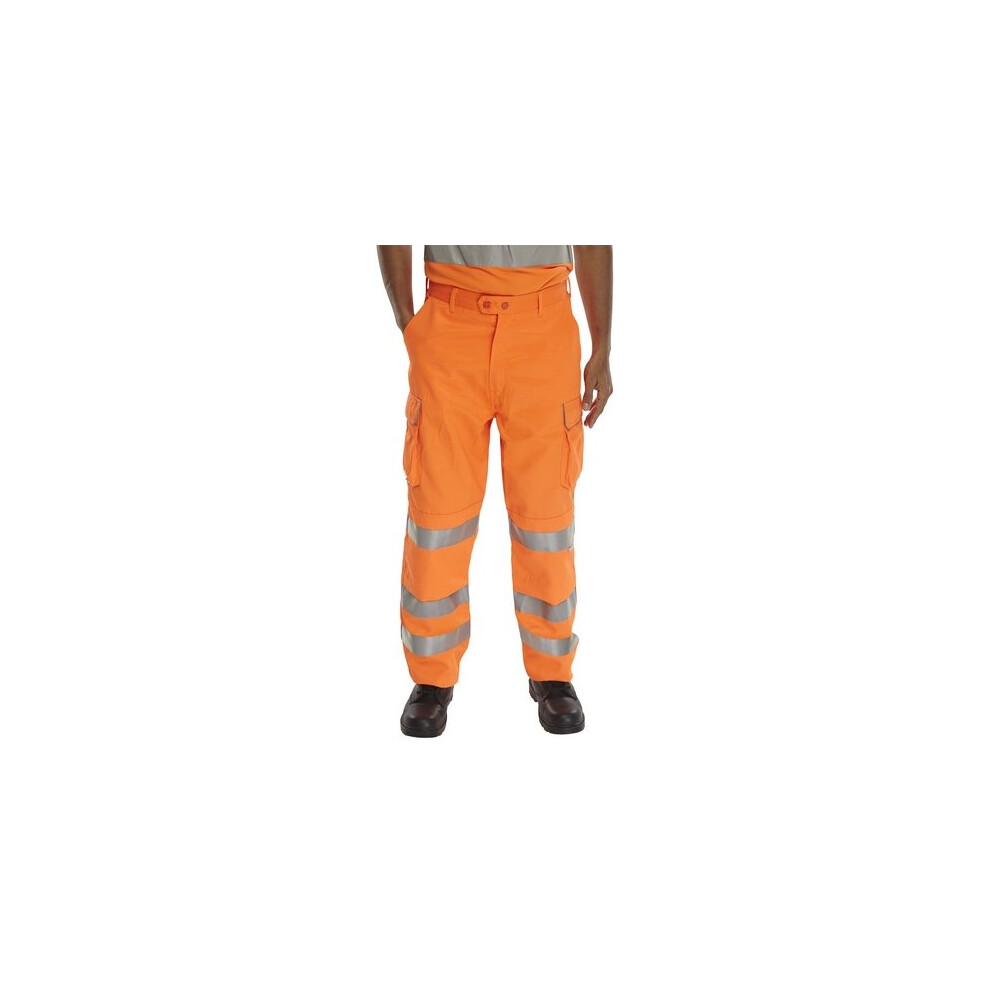 (30W) Click RST30 Rail Spec Hi Vis Orange Trousers Teflon Coated 30" Regular