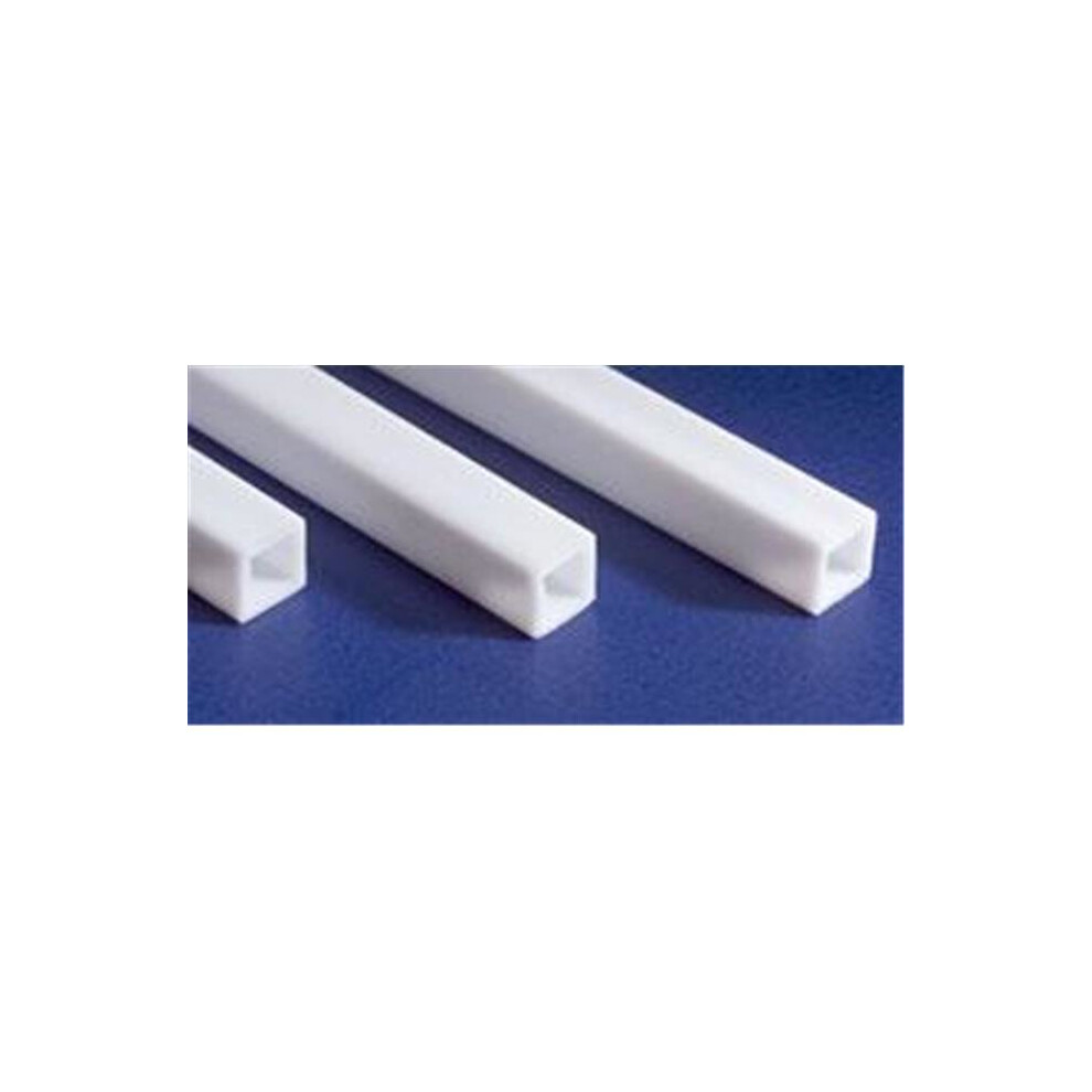 EverGreen EVG255 0.31 in. Square Tube Styrene Railroad Scratch Building Supply, White