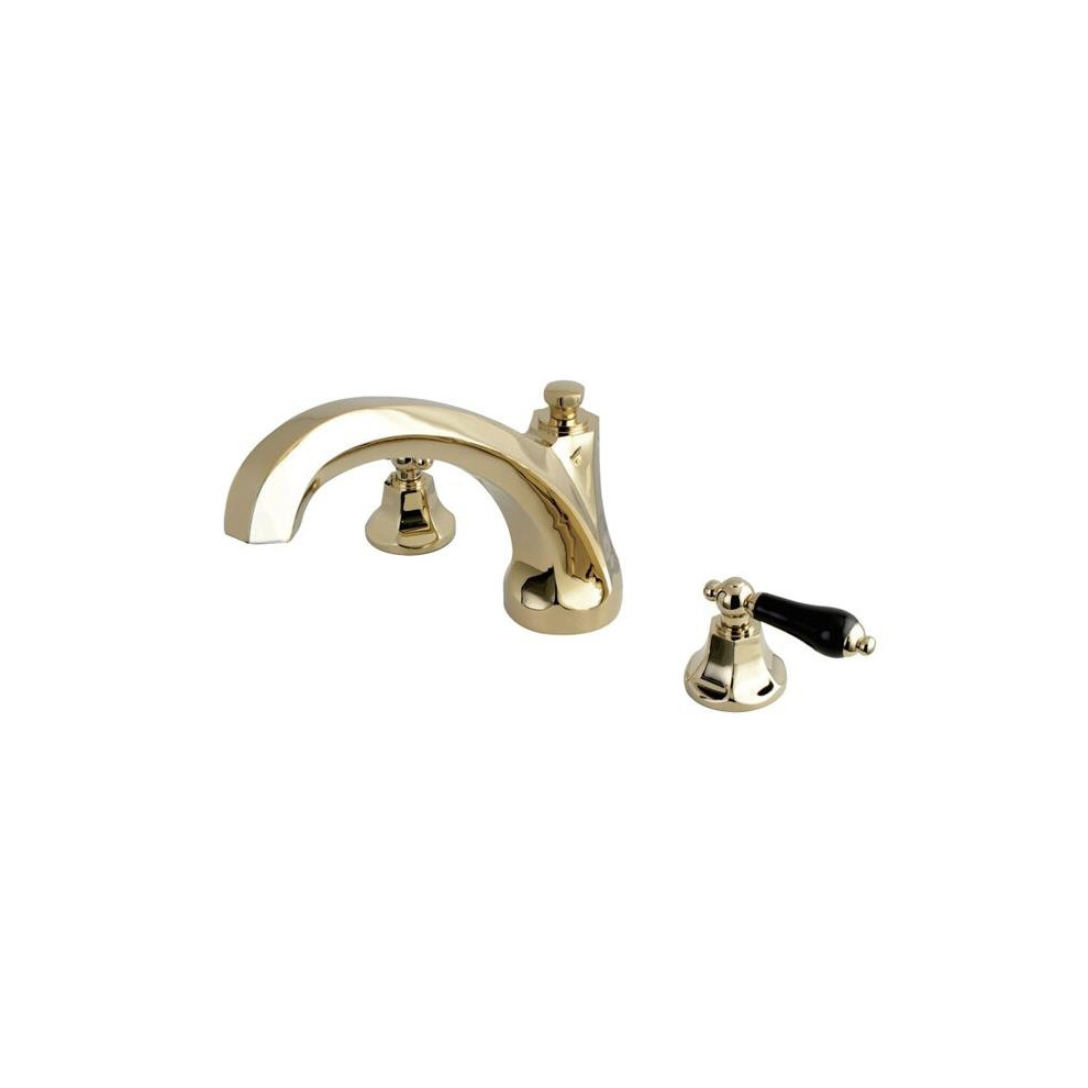Photos - Other Bathroom Accessories Kingston Brass KS4322PKL Duchess Roman Tub Filler with Black Porcelain Lever Handle, Polished Brass