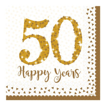 Amscan Gold 50 Year Anniversary Lunch Napkins (Pack Of 16)