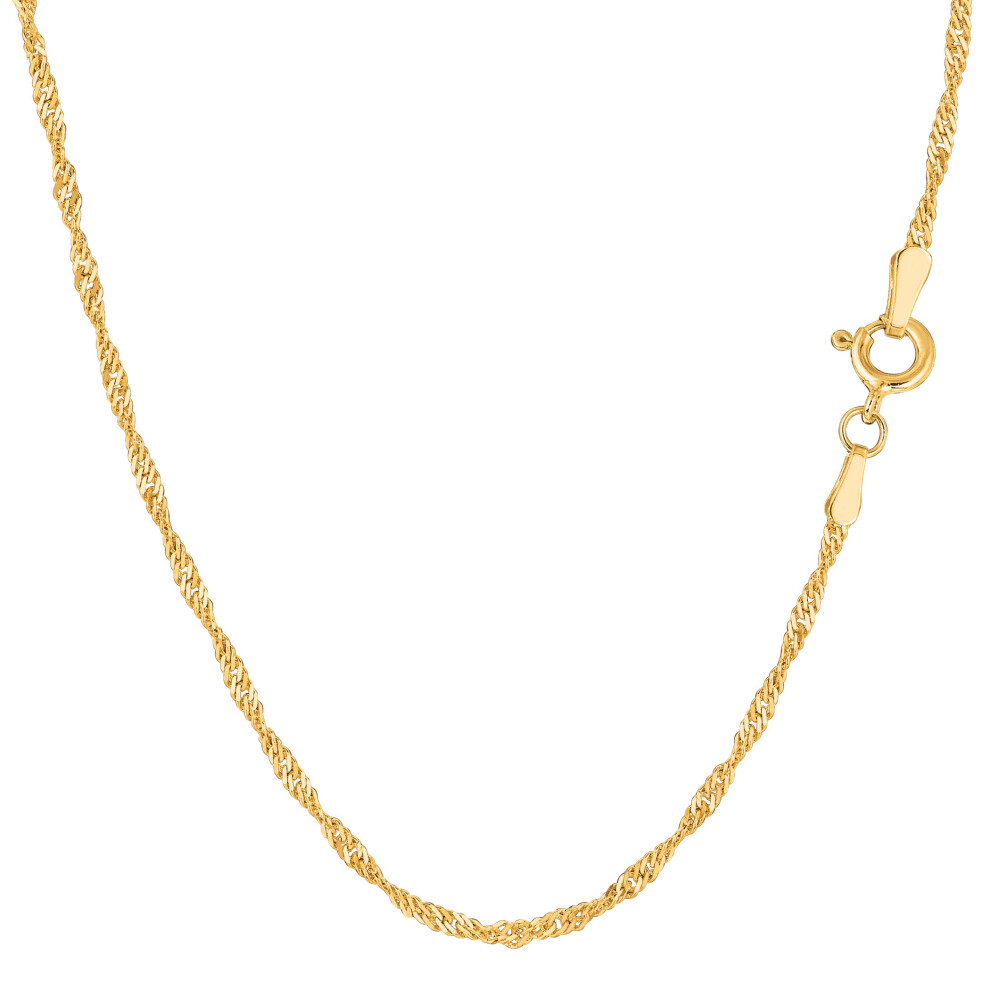 14k Yellow Gold Singapore Chain Bracelet, 1.7mm, 7"