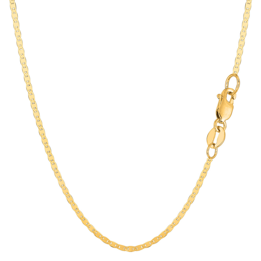 (7, Yellow) 10k Yellow Gold Mariner Link Chain Bracelet, 1.7mm
