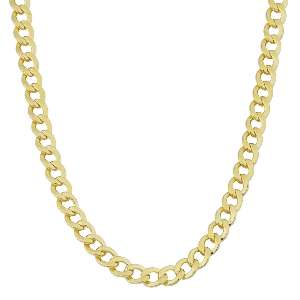 (24, Yellow) 14K Yellow Gold Filled Solid Curb Chain Necklace, 3.6mm Wide