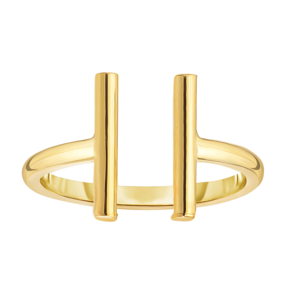 14K Yellow Gold Open Ring With Parallel T Bars - Size 7